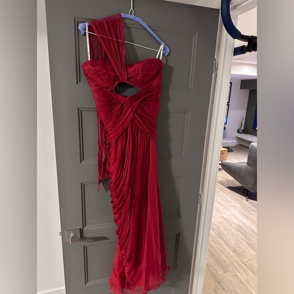 Sold***Maria Lucia Hohan Red Silk Gown - Picture 5 of 6